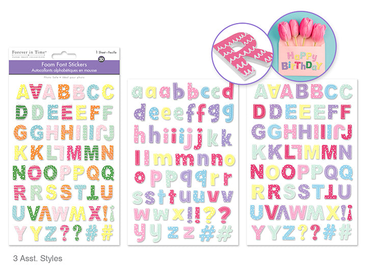 3D Patterned Foam Alphabet Stickers 5.75x7.1in Assorted