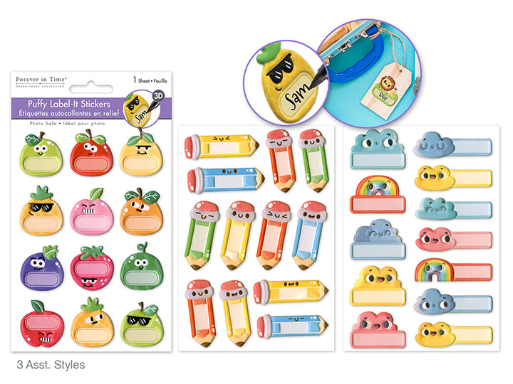 Puffy Label-It Stickers 4.1x6.1in Kawaii