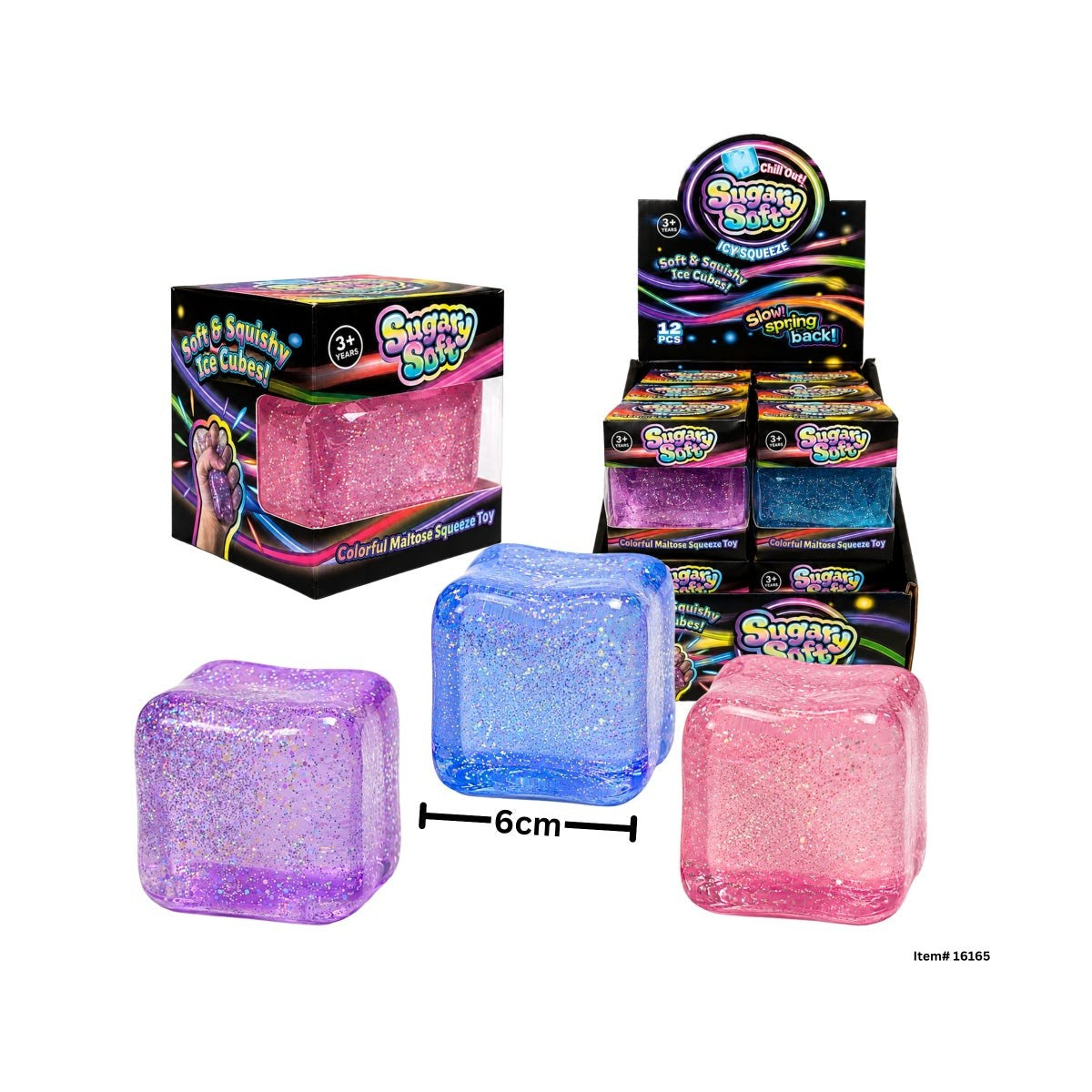 Boxed 6cm Glitter Gummee Cube