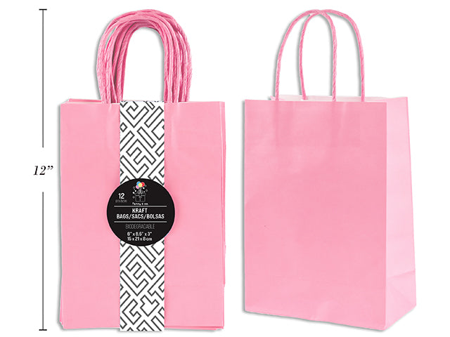 Medium Kraft Gift Bag - Light Pink 21x27x11cm