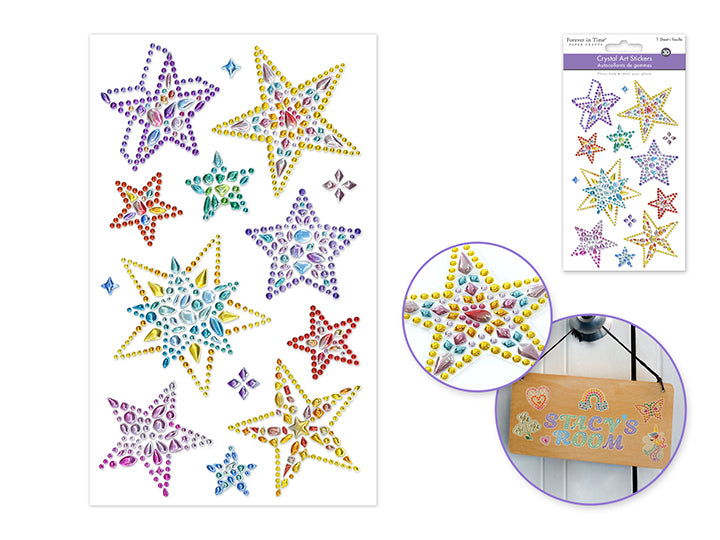 Clear Crystal Drop Stickers 3.9x6.3in Stars