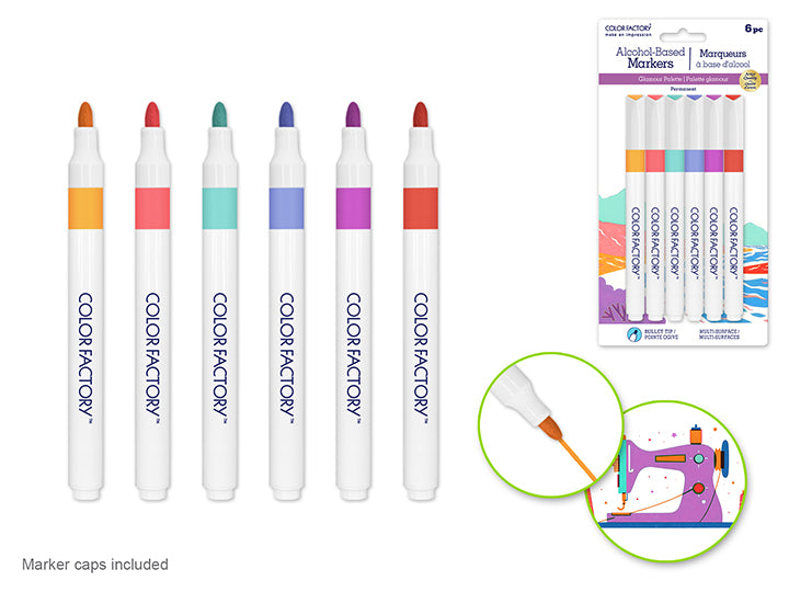 Multi-Surface Permanent Alcohol-Based Markers 6pc 2ml Assorted Glamour