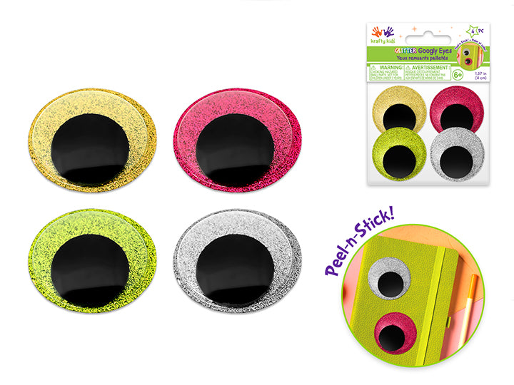 Glitter Glam Peel-and-Stick Googly Eyes 4cm 4pc