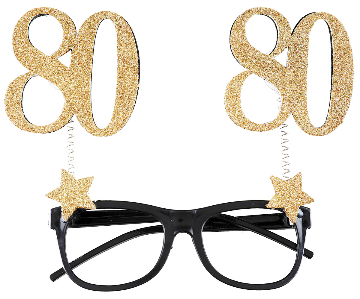 Lunettes de Fete 80 Ans - Paillettes Noir et Or