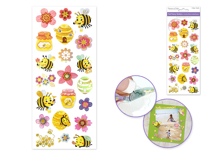 Foil Fancy Stickers 10x23cm Bee