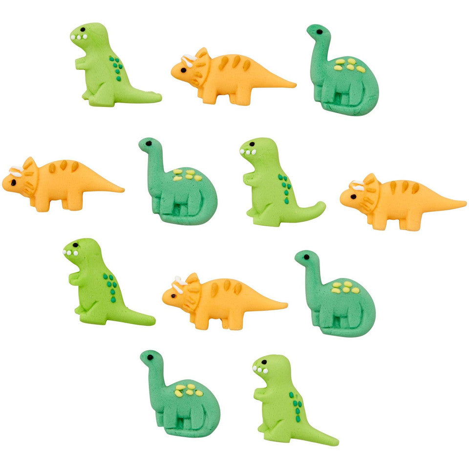 Wilton Royal Icing Decorations - Dinosaurs, Green and Orange, 12-Count