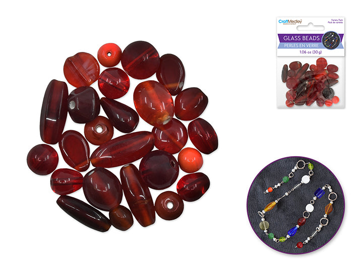 Glass Beads 8-14mm Handmade Lampwork Mix-Pack 30g Red