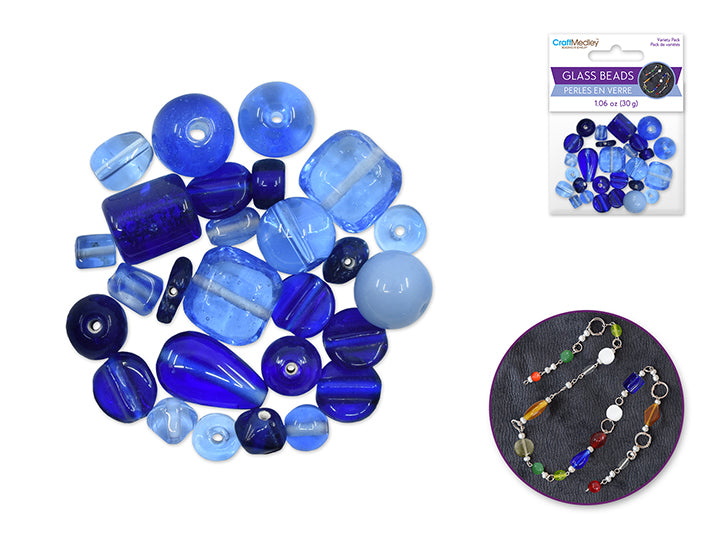 Glass Beads 8-14mm Handmade Lampwork Mix-Pack 30g Royal Blue