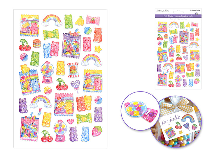 3D Puffy Shine Stickers 5.5x9.8in Candy