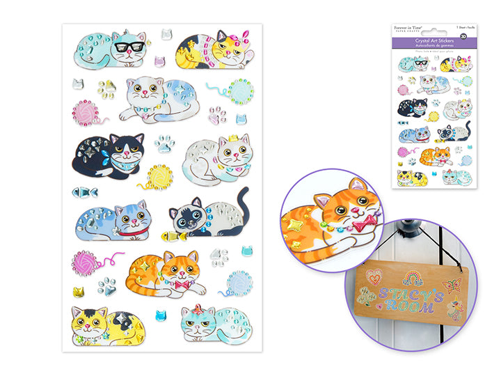 Clear Crystal Drop Stickers 3.9x6.3in Cats