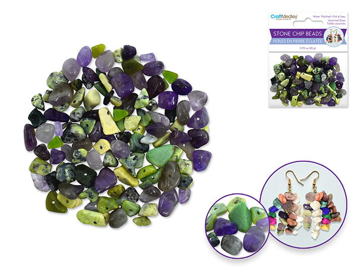 Polished Stone Chip Beads 5-8mm 28g Quartz