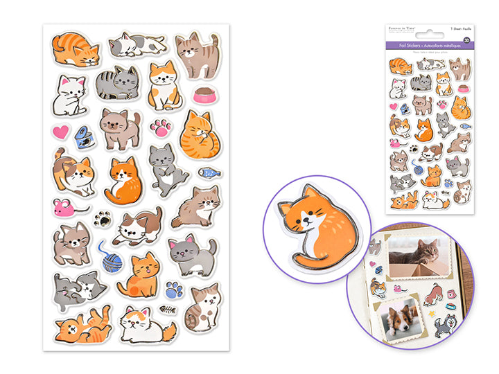 3D Foil Debossed Stickers 3.8x6.9in Cats