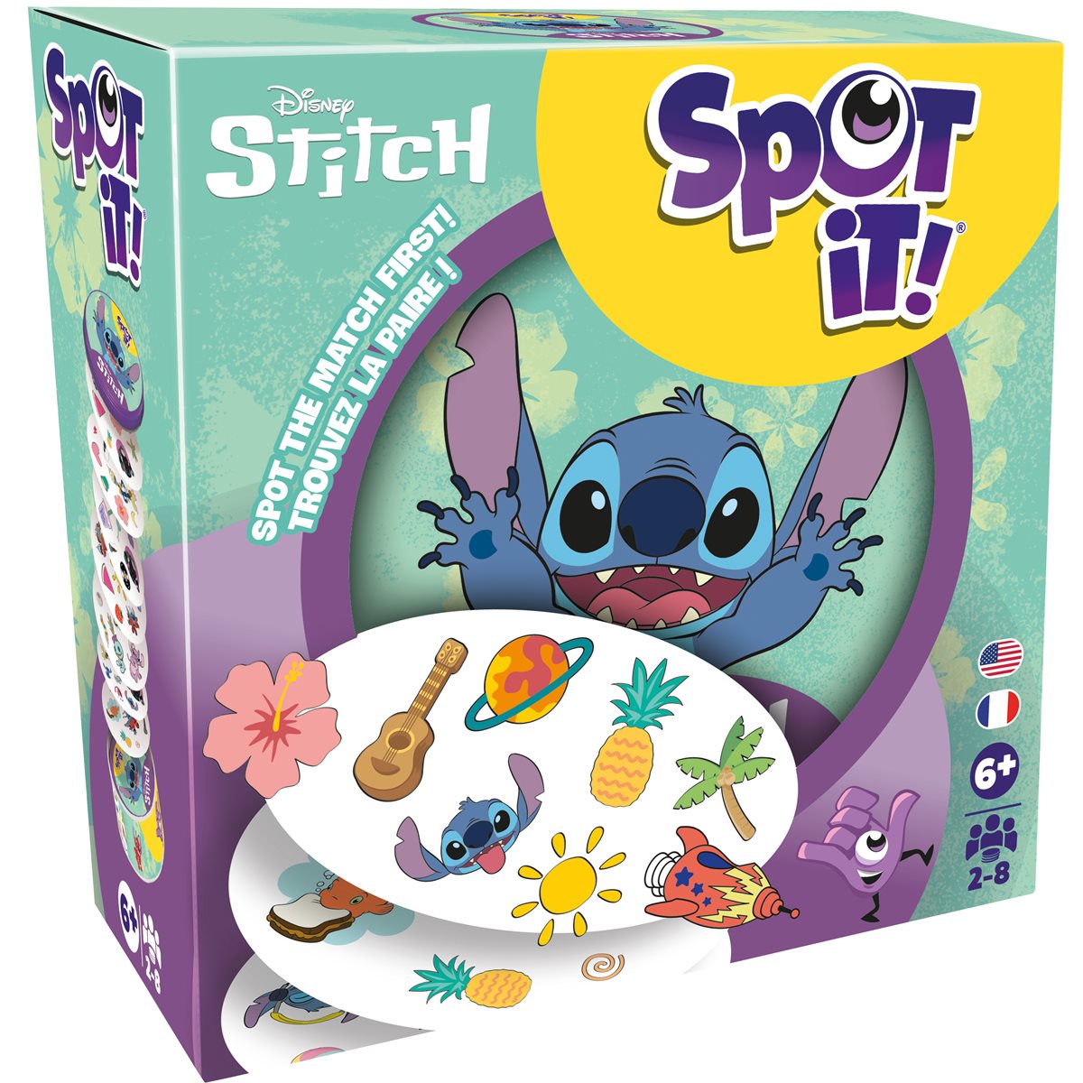 Spot It! Disney Stitch (Multilingue, 2-8 Joueurs, 6 Ans+)