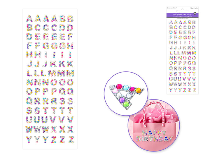 Alpha Gem Stickers 3.3x7.8in 84pc 10mm Multi