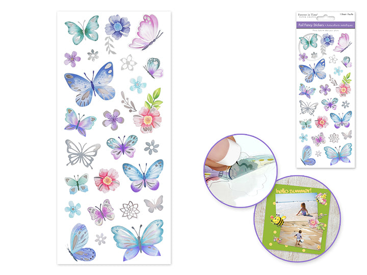 Foil Fancy Stickers 10x23cm Butterfly