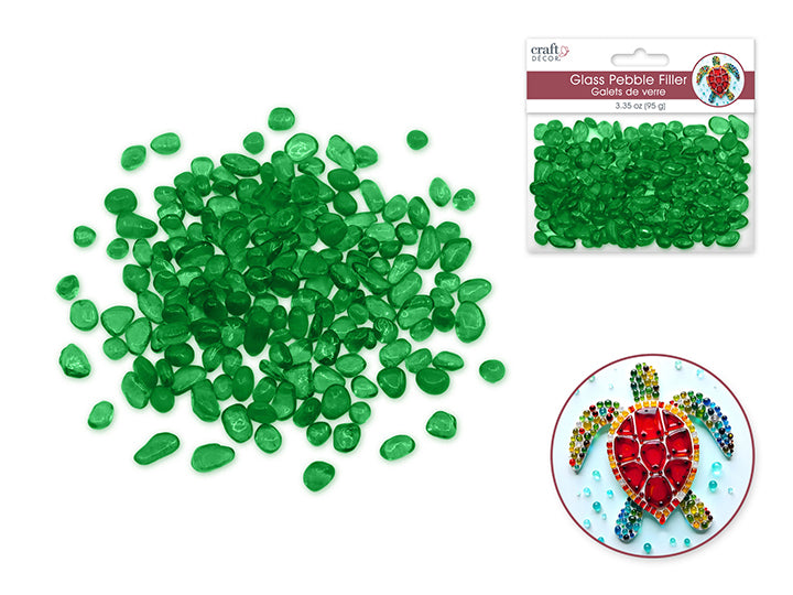 Oblong Glass Pebble Filler Medley 95g Emerald