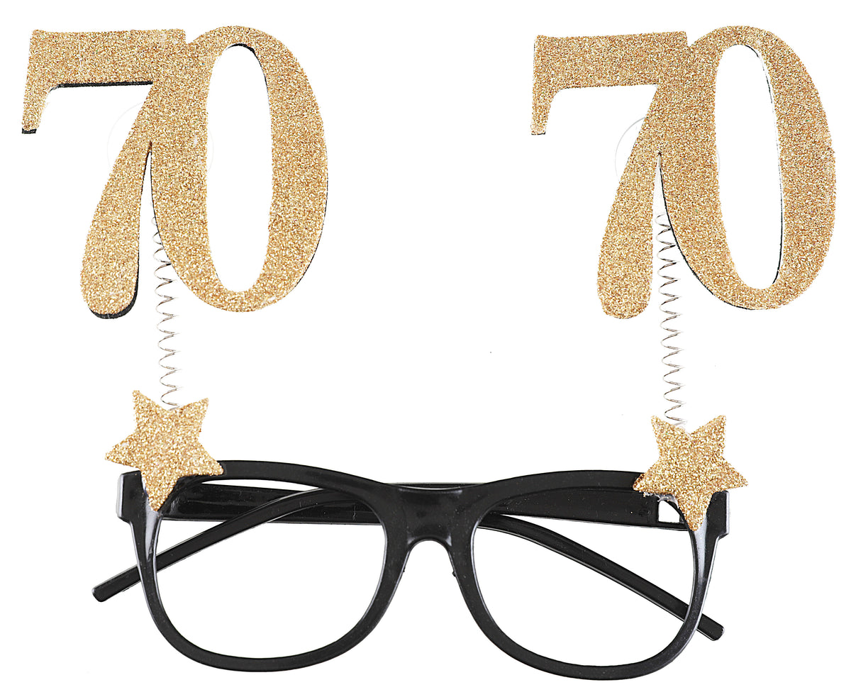 Lunettes de Fete 70 Ans - Paillettes Noir et Or