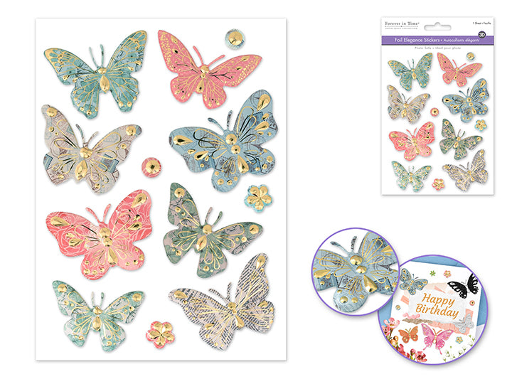3D Foil Elegance Stickers 4.9x6.7in Pastel