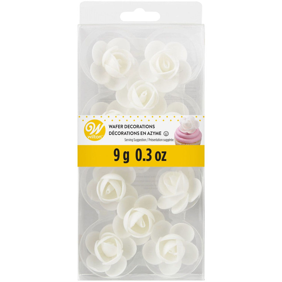 Wilton Wafer Decorations - White Rose, 10-Count