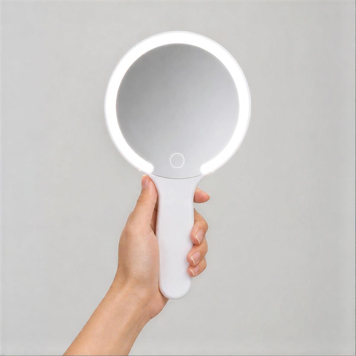 Bodico Miroir à main lumineux à DEL blanc 13x23cm rechargeable USB-C