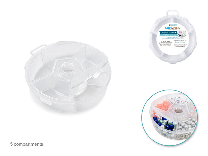 5-Compartment Bead Organizer Box 4in