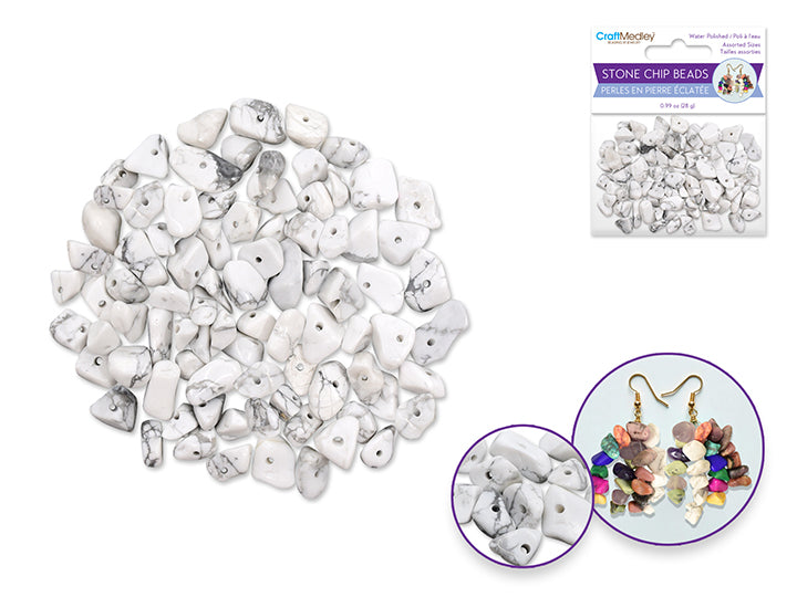 Polished Stone Chip Beads 5-8mm 28g Marble