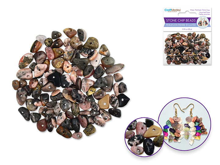 Polished Stone Chip Beads 5-8mm 28g Granite