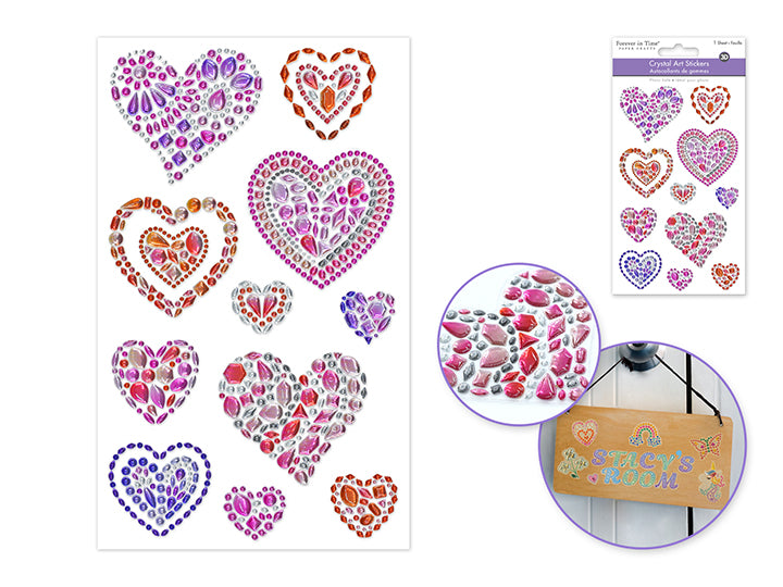 Clear Crystal Drop Stickers 3.9x6.3in Hearts