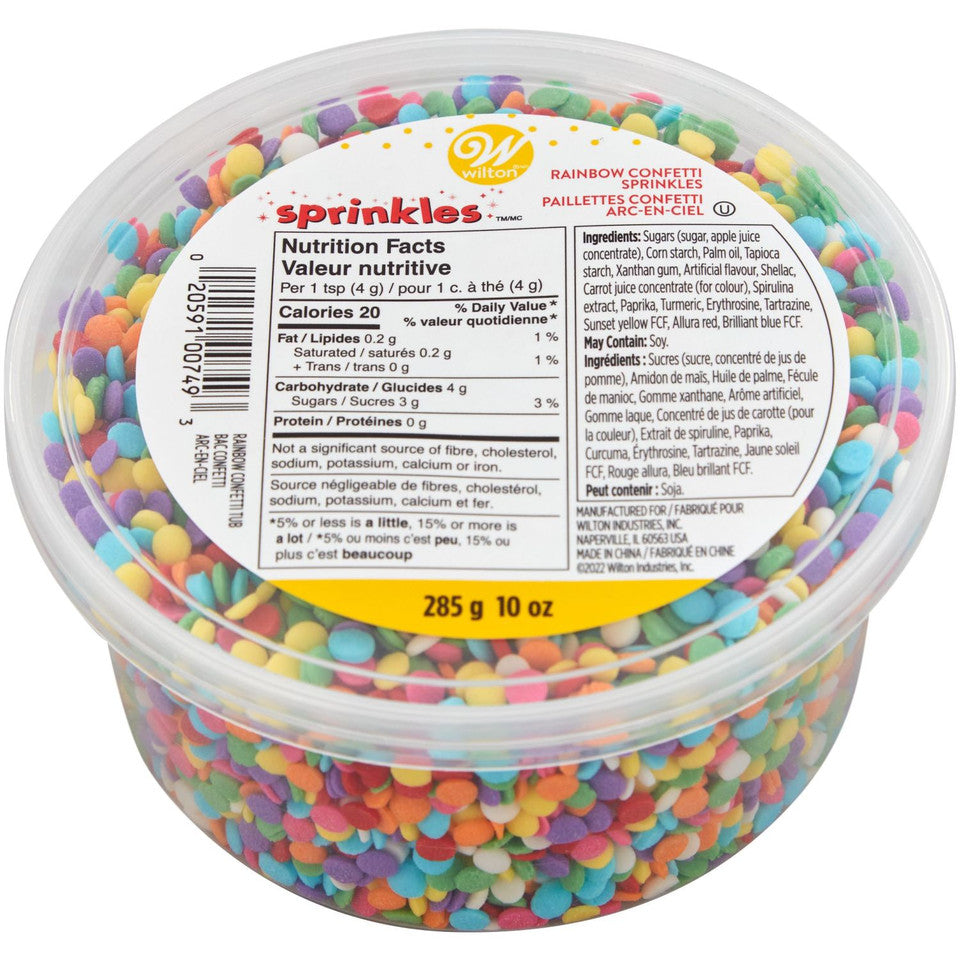 Wilton Confetti Sprinkles Mix - Rainbow, 285g Tub