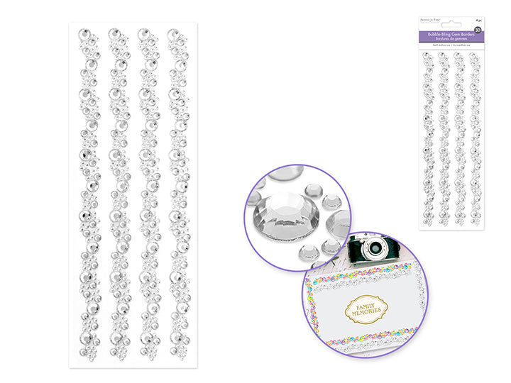 Bubble Bling Border Stickers 3.7x10.4in 4pc Crystal
