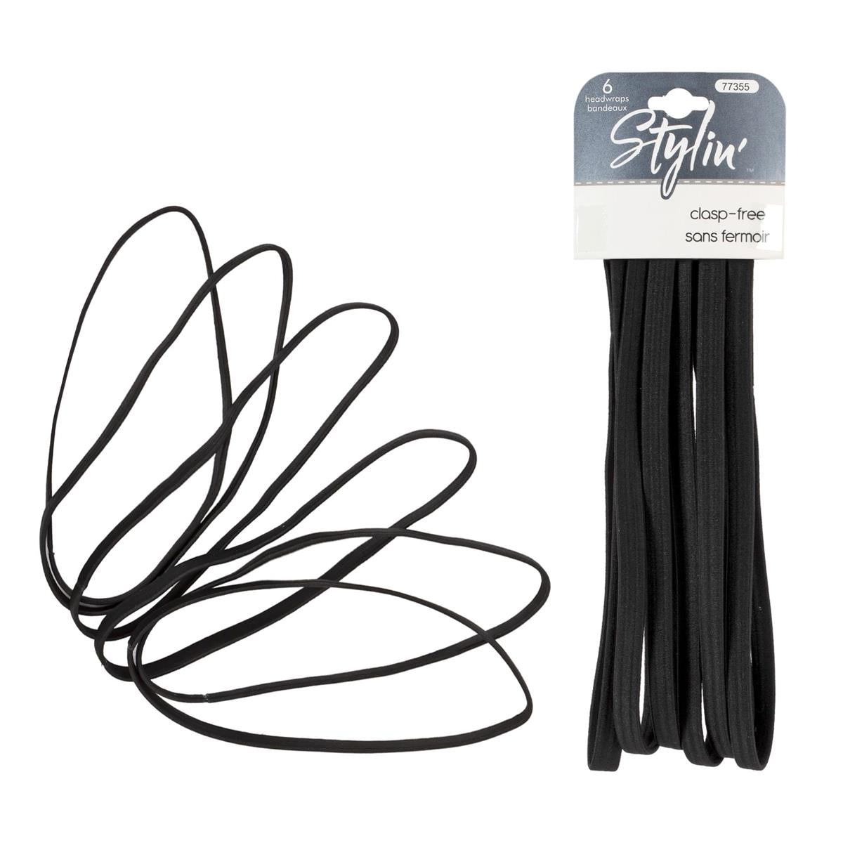 6-Piece Black Clasp-Free Headwraps