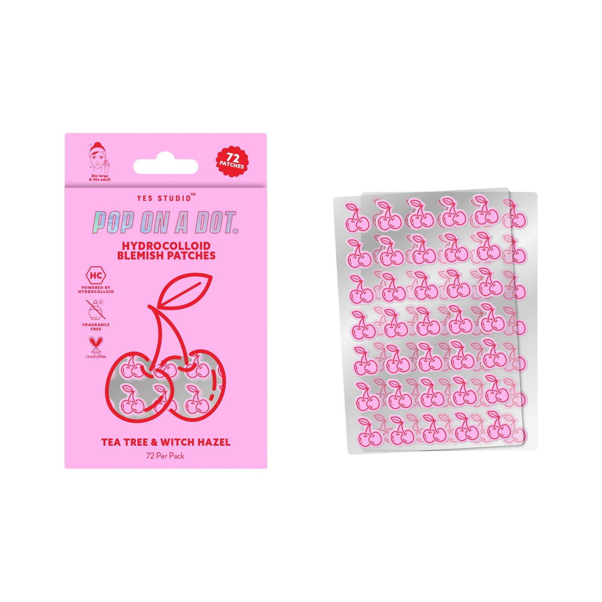 Yes Studio 72 pansements hydrocolloïdes anti-imperfections cerise