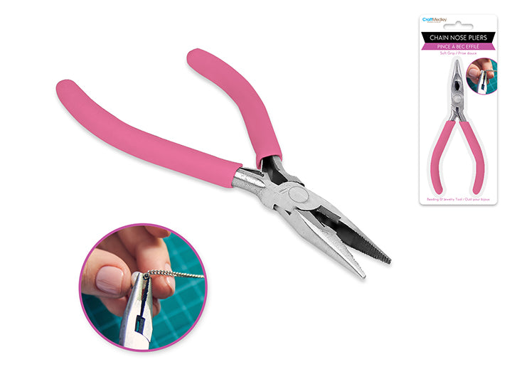 Serrated Chain Nose Pliers 5in with Soft Grip Handle
