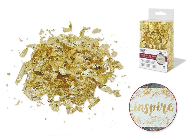 Metallic Foil Leaf Flakes 3g in Box Gold