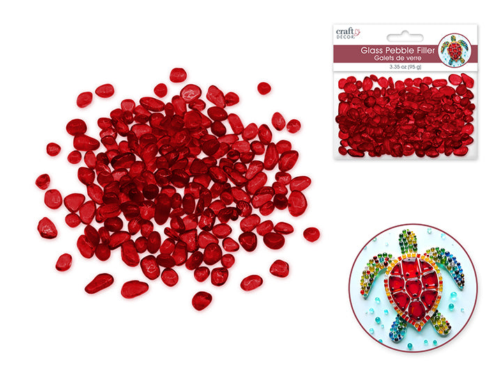 Oblong Glass Pebble Filler Medley 95g Ruby Red
