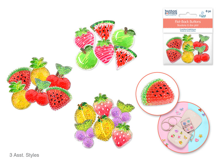 Flat-Back Crystal Resin Embellishments 6pc Assorted Fruits