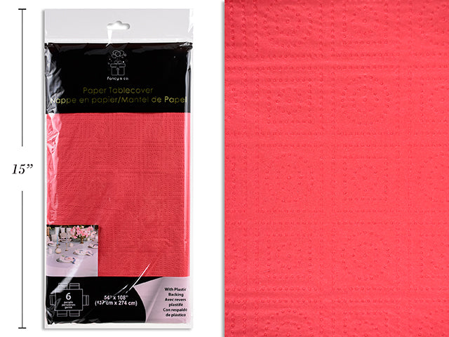 Nappe en Papier Rouge avec Doublure Plastique, Résistante, 54x108po