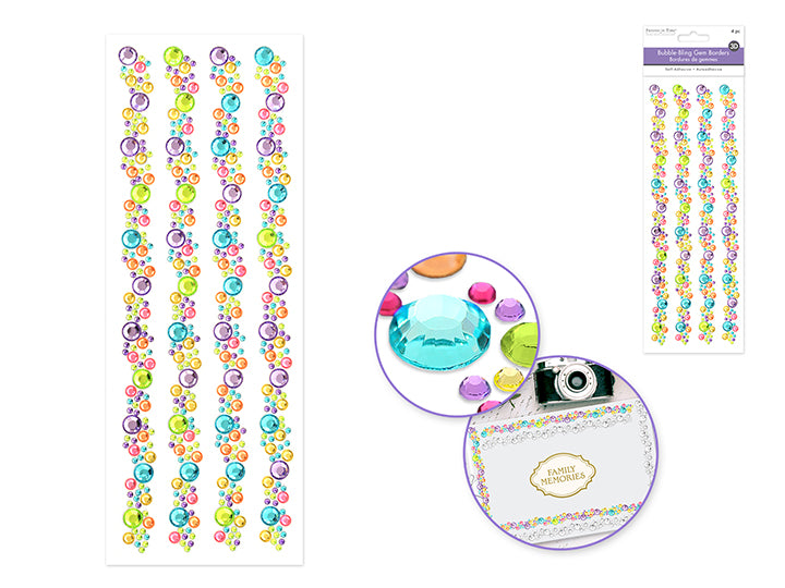 Bubble Bling Border Stickers 3.7x10.4in 4pc Multi