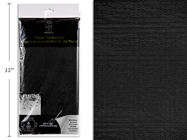 Nappe en Papier Noire avec Doublure Plastique, Résistante, 54x108po