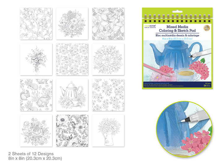 Coloring Sketch Pad 8x8in 250gsm 24 Sheets Breakfast