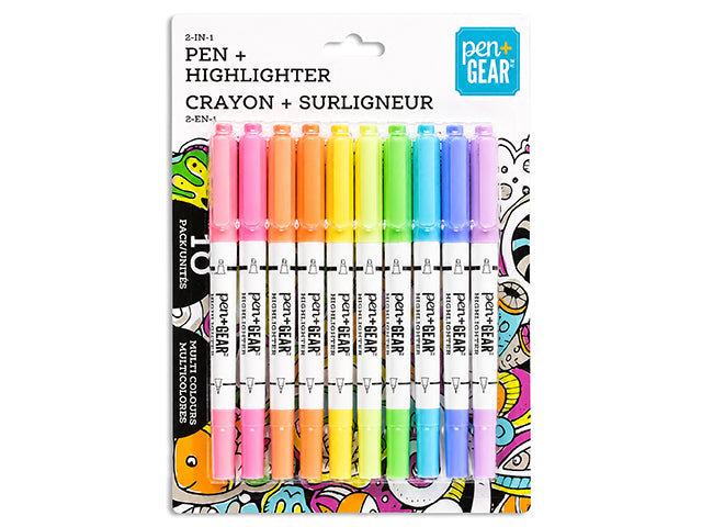 Ensemble de 10 stylos et surligneurs pastel, double embout