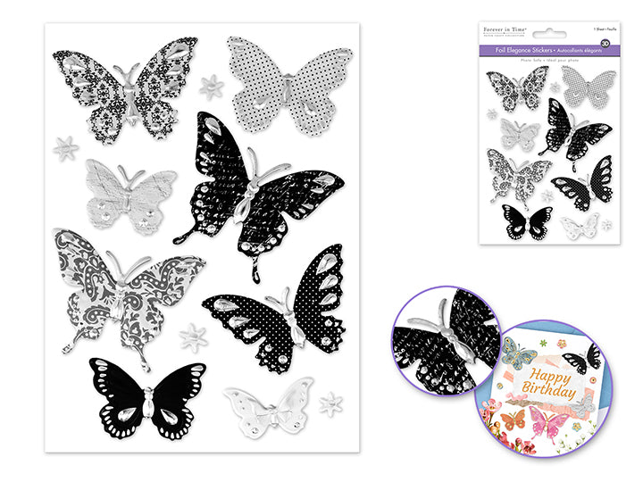 3D Foil Elegance Stickers 4.9x6.7in Black and White