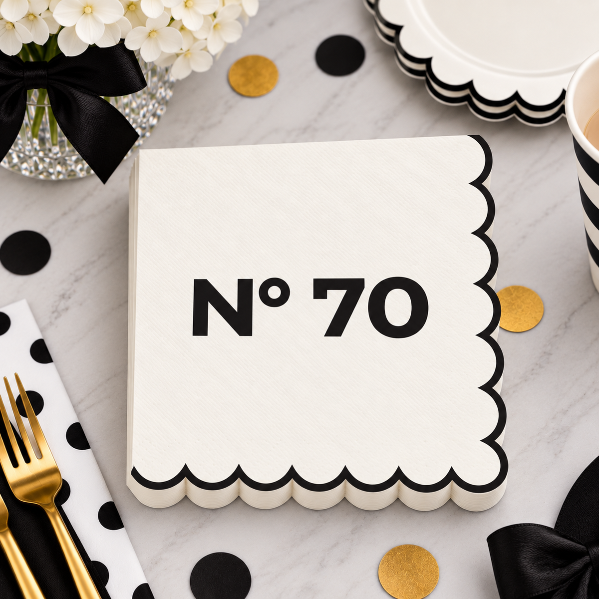 Oui Party Chic 70th Birthday 16 Luncheon Napkins 3-Ply