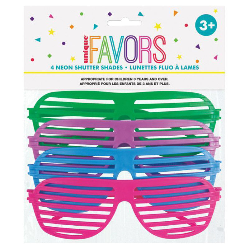 4 Plastic Neon Shutter Shades