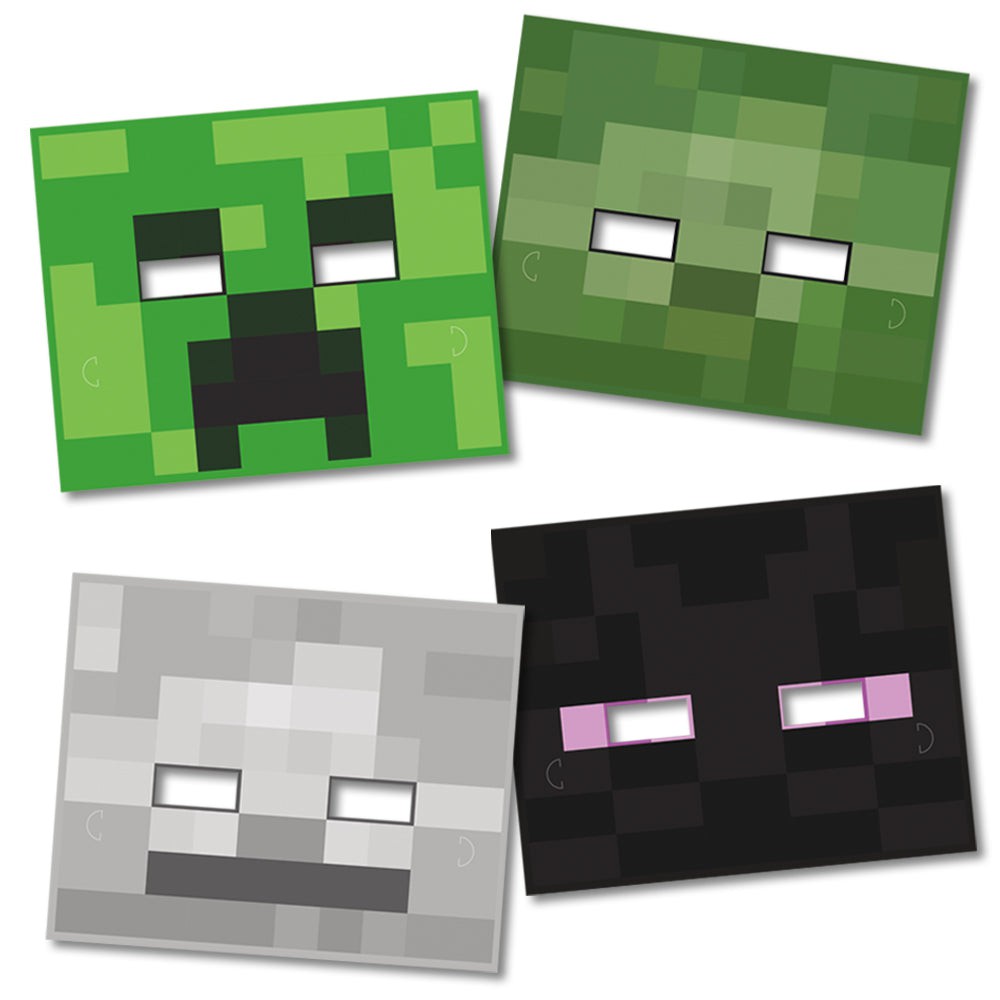 Minecraft 8 Masques en Carton 4 Modèles Assortis