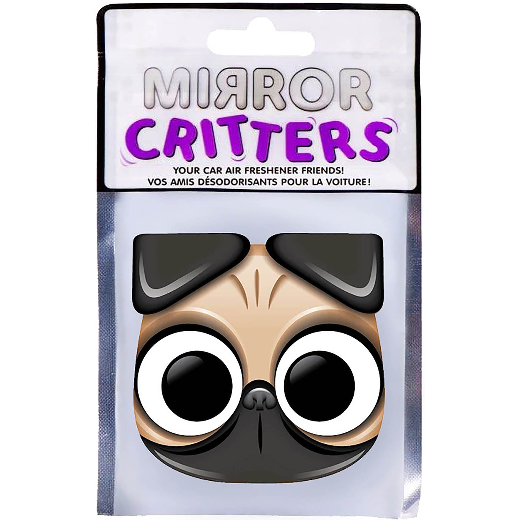 Mirror Critters Car Air Freshener Dog Pug - Linen Fragrance 3x3in