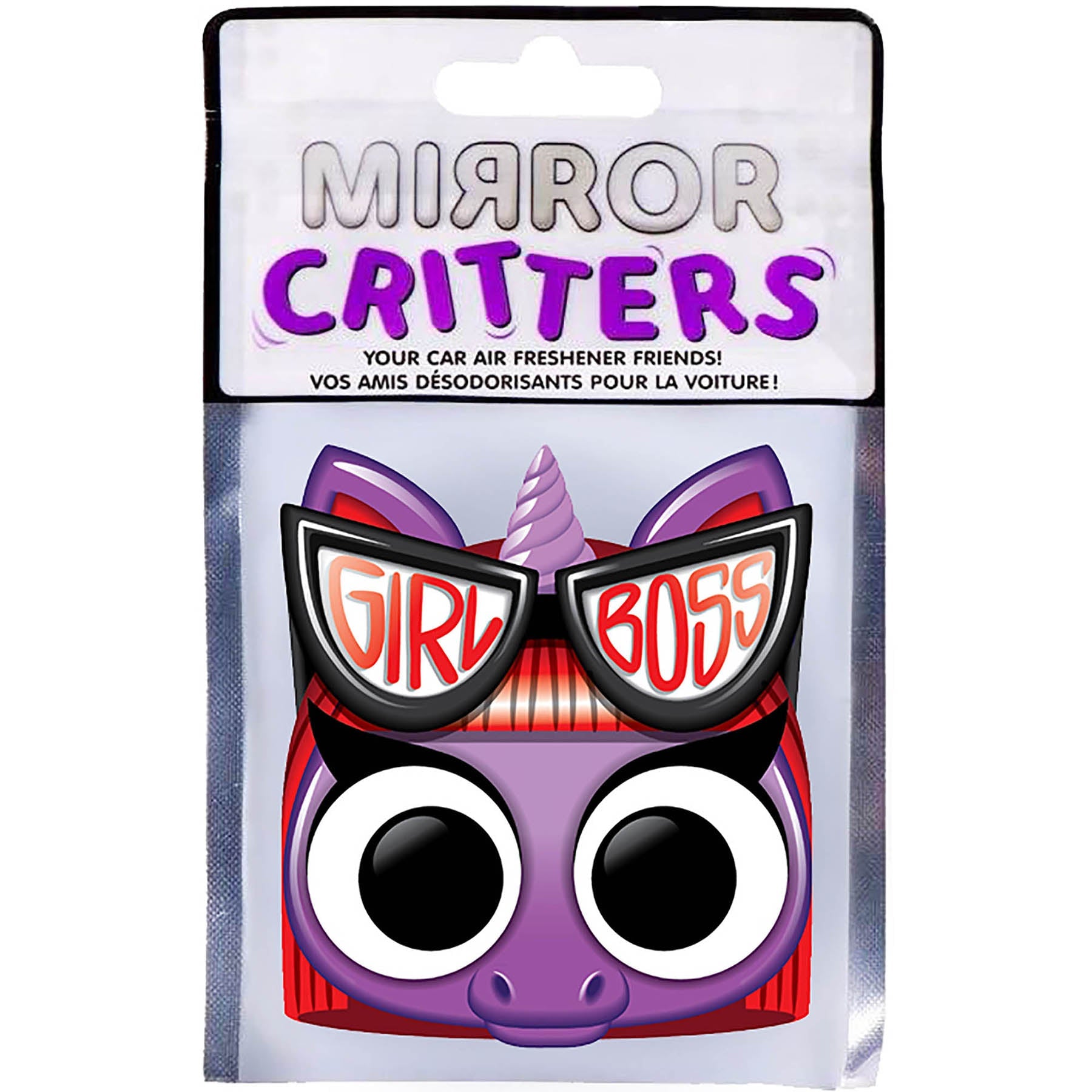 Mirror Critters Car Air Freshener "Boss Girl" Unicorn - New Car Fragrance 3.5x3in