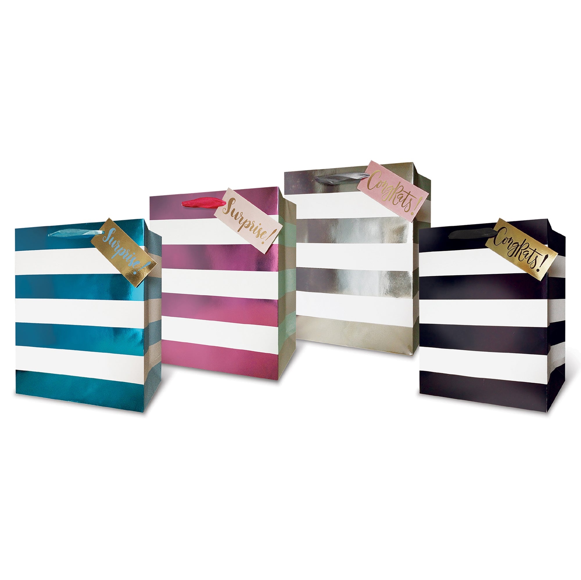 Rosedale Gift Bag - Foil Stripe Large 10.5x12.75x5.5in