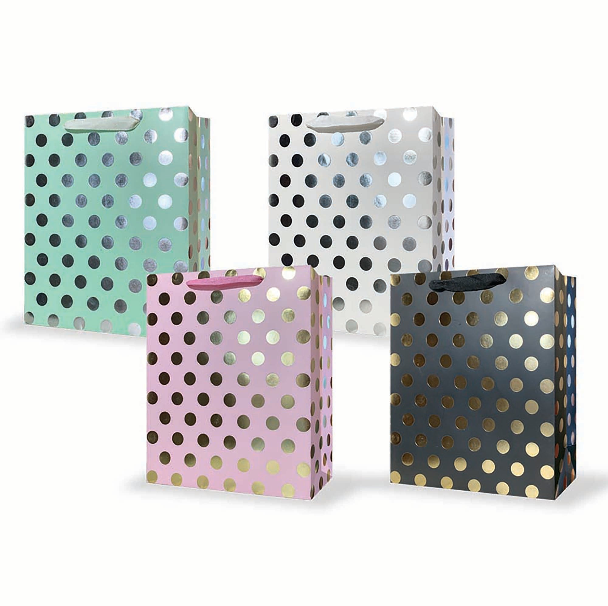 Rosedale Gift Bag - Polka Dot Foil Large 10.5x12.75x5.5in