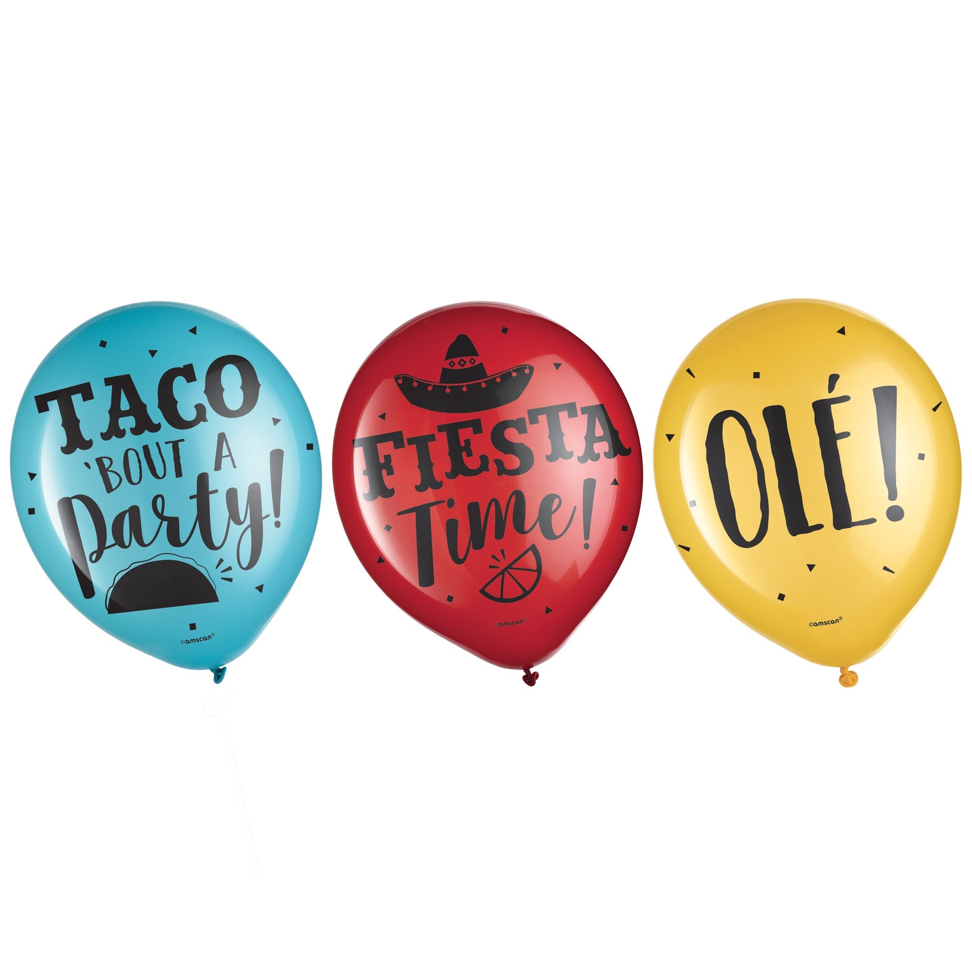 Let's Fiesta  15 Printed Latex Balloons  Asst. Colors  12in